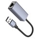 Мережевий адаптер HOCO UA37 USB ethernet adapter (1000 Mbps) Metal Gray (6942007647274)