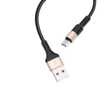 Кабель HOCO X26 Xpress charging data cable for Micro Black＆Gold (6957531080213)
