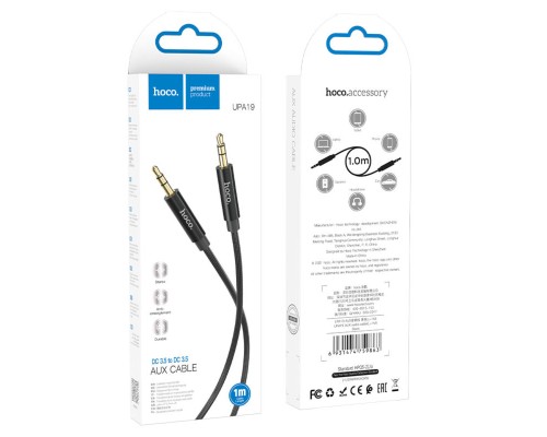 Аудiокабель HOCO UPA19 AUX audio cable (L=1M) Black (6931474759863) Аудiокабель HOCO UPA19 AUX audio cable (L=1M) Black (6931474759863)