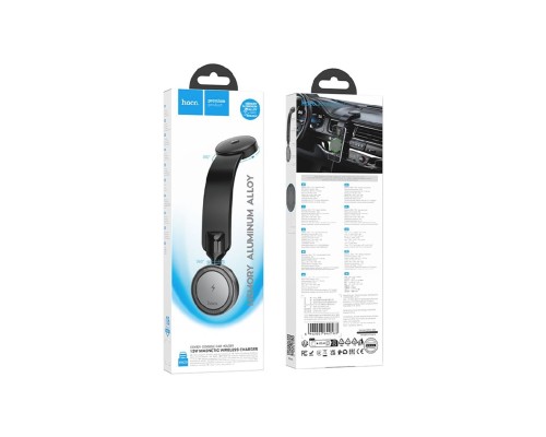 Автотримач для телефона HOCO HW29 Totem ring magnetic wireless fast charging car holder (center console) Black Metal Gray (6942007642163)