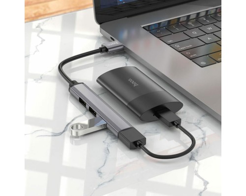 USB-хаб HOCO HB26 4 in 1 adapter(USB to USB3.0+USB2.0*3) Metal Gray (6931474765468) USB-хаб HOCO HB26 4 in 1 adapter(USB to USB3.0+USB2.0*3) Metal Gray (6931474765468)