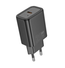 Мережевий зарядний пристрій HOCO N60 Gentle single port PD20W charger (EU) Black (6942007644174)