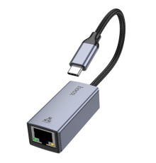Мережевий адаптер HOCO UA37 Type-C ethernet adapter (1000 Mbps) Metal Gray (6942007647281)