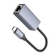 Мережевий адаптер HOCO UA37 Type-C ethernet adapter (1000 Mbps) Metal Gray (6942007647281)