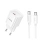 Мережевий зарядний пристрій з кабелем HOCO C146A Charm single port PD20W charger set (C to C) (EU) White (6942007630269)