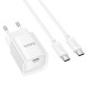 Мережевий зарядний пристрій з кабелем HOCO C146A Charm single port PD20W charger set (C to C) (EU) White (6942007630269)