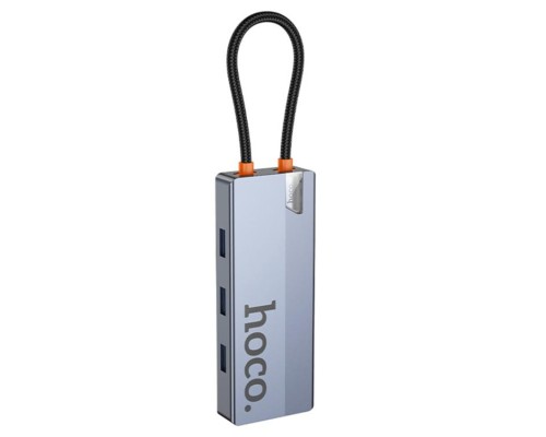 USB-хаб HOCO HB51 Wow 6-in-1 multi-function converter (HDTV+RJ45+PD+USB3.0*3) Deep Space Gray (6942007647304) USB-хаб HOCO HB51 Wow 6-in-1 multi-function converter (HDTV+RJ45+PD+USB3.0*3) Deep Space Gray (6942007647304)