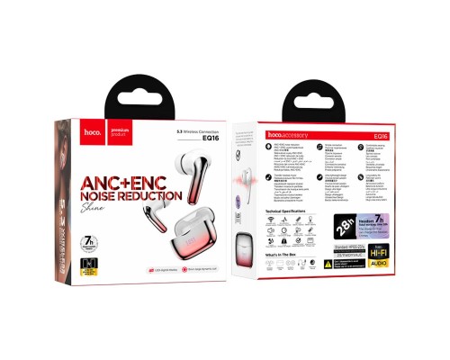 Бездротові навушники HOCO EQ16 Shine true wireless ANC+ENC Noise Reduction BT headset Red glaze (6942007619110) Бездротові навушники HOCO EQ16 Shine true wireless ANC+ENC Noise Reduction BT headset Red glaze (6942007619110)
