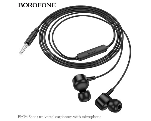 Навушники BOROFONE BM94 Sonar universal earphones with microphone Black (6941991115820) Навушники BOROFONE BM94 Sonar universal earphones with microphone Black (6941991115820)