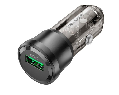 Автомобільний зарядний пристрій BOROFONE BZ23 Noble single-port QC3.0 car charger Transparent Black (6941991106903)