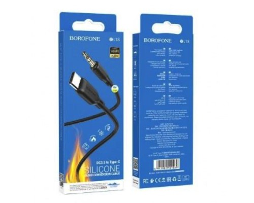 Аудіокабель BOROFONE BL18 Type-C silicone digital audio conversion cable Black (6941991101069) Аудіокабель BOROFONE BL18 Type-C silicone digital audio conversion cable Black (6941991101069)