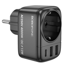 Мережевий фільтр BOROFONE BAC14 Wide 1-socket wall outlet (1C2A) (EU/GER) Black (6941991118890)