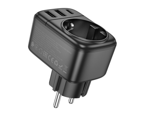Мережевий фільтр BOROFONE BAC14 Wide 1-socket wall outlet (1C2A) (EU/GER) Black (6941991118890) Мережевий фільтр BOROFONE BAC14 Wide 1-socket wall outlet (1C2A) (EU/GER) Black (6941991118890)
