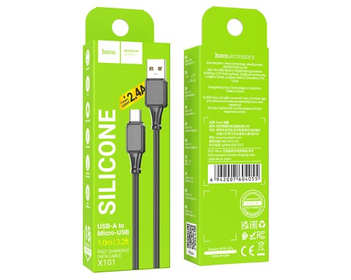 Кабель HOCO X101 Assistant silicone charging data cable Micro Black (6942007604055) Кабель HOCO X101 Assistant silicone charging data cable Micro Black (6942007604055)