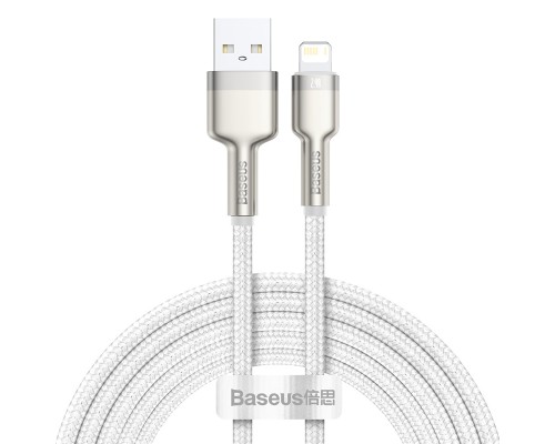 Дата кабель USB 2.0 AM to Lightning 2.0m Cafule Series Metal 2.4A White Baseus (CALJK-B02)