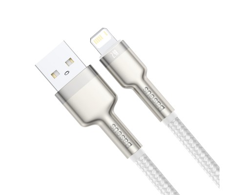 Дата кабель USB 2.0 AM to Lightning 2.0m Cafule Series Metal 2.4A White Baseus (CALJK-B02)
