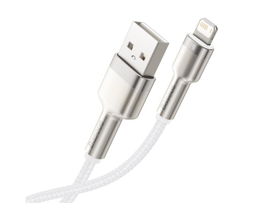 Дата кабель USB 2.0 AM to Lightning 2.0m Cafule Series Metal 2.4A White Baseus (CALJK-B02)