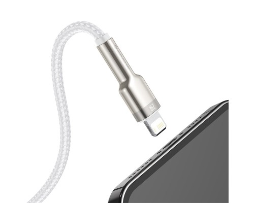 Дата кабель USB 2.0 AM to Lightning 2.0m Cafule Series Metal 2.4A White Baseus (CALJK-B02)