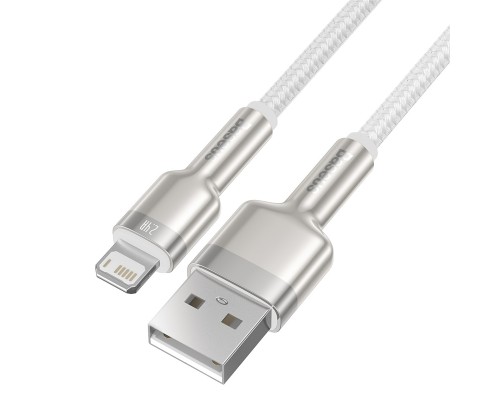 Дата кабель USB 2.0 AM to Lightning 2.0m Cafule Series Metal 2.4A White Baseus (CALJK-B02)