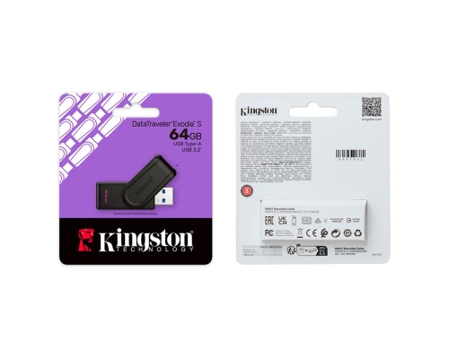 Флеш-накопичувач Kingston USB 3.2 DT Exodia S 64GB Black (DTXS/64GB) Флеш-накопичувач Kingston USB 3.2 DT Exodia S 64GB Black (DTXS/64GB)