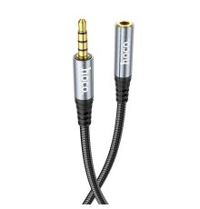 Аудiокабель HOCO UPA20 3.5mm male to 3.5mm female, nylon braid, 1m, Metal Gray (6931474762153)