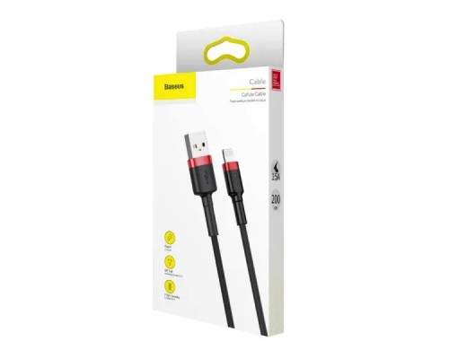 Дата кабель USB 2.0 AM to Lightning 2.0m 1.5A red-black Baseus (CALKLF-C19)