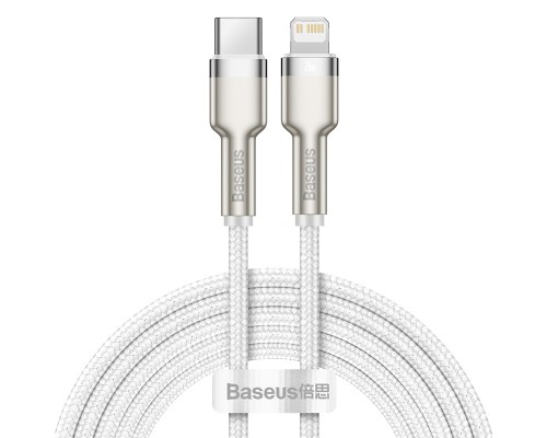 Дата кабель USB-C to Lightning 2.0m Cafule Metal PD 20W white Baseus (CATLJK-B02)