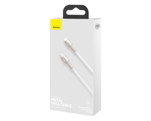 Дата кабель USB-C to Lightning 2.0m Cafule Metal PD 20W white Baseus (CATLJK-B02)