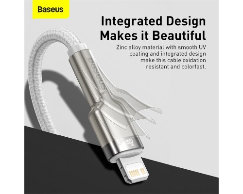 Дата кабель USB-C to Lightning 2.0m Cafule Metal PD 20W white Baseus (CATLJK-B02)