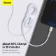 Дата кабель USB-C to Lightning 2.0m Cafule Metal PD 20W white Baseus (CATLJK-B02)