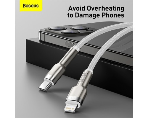 Дата кабель USB-C to Lightning 2.0m Cafule Metal PD 20W white Baseus (CATLJK-B02)