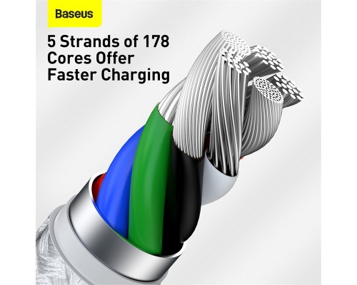 Дата кабель USB-C to Lightning 2.0m Cafule Metal PD 20W white Baseus (CATLJK-B02)