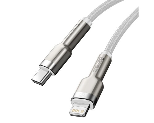 Дата кабель USB-C to Lightning 2.0m Cafule Metal PD 20W white Baseus (CATLJK-B02)