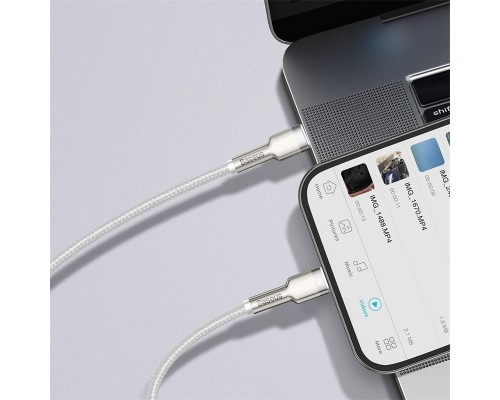Дата кабель USB-C to Lightning 2.0m Cafule Metal PD 20W white Baseus (CATLJK-B02)