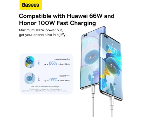 Дата кабель USB 2.0 AM to USB-C 2.0m Superior Fast Charging 100W moon white Baseus (P10320102214-03)