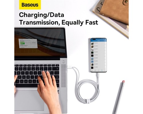 Дата кабель USB 2.0 AM to USB-C 2.0m Superior Fast Charging 100W moon white Baseus (P10320102214-03)