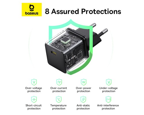 Зарядний пристрій Baseus Palm Fast Charger 1C 30W + Cable 1.0m Type-C 60W black (P10111605113-01)