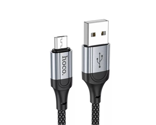 Дата кабель USB 2.0 AM to Micro 5P 1.0m 2.4A nylon X102 black HOCO (6942007608763)