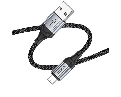 Дата кабель USB 2.0 AM to Micro 5P 1.0m 2.4A nylon X102 black HOCO (6942007608763)