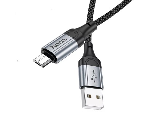 Дата кабель USB 2.0 AM to Micro 5P 1.0m 2.4A nylon X102 black HOCO (6942007608763)