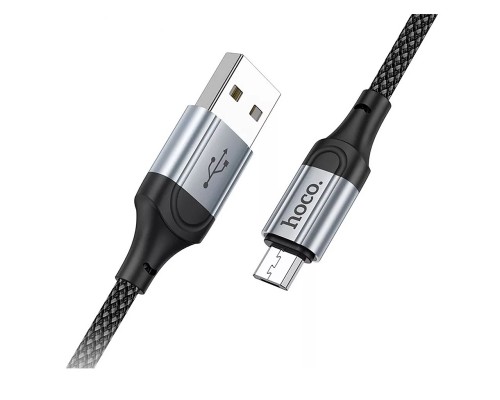 Дата кабель USB 2.0 AM to Micro 5P 1.0m 2.4A nylon X102 black HOCO (6942007608763)