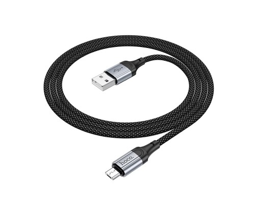 Дата кабель USB 2.0 AM to Micro 5P 1.0m 2.4A nylon X102 black HOCO (6942007608763)