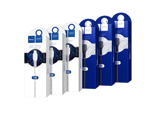 Дата кабель USB 2.0 AM to Lightning 1.0m 2.4A PVC TPE X20 black HOCO (6957531068808)