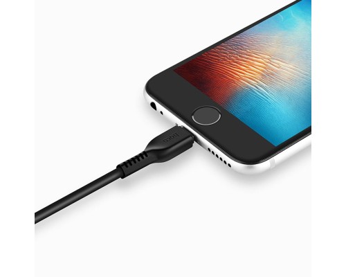 Дата кабель USB 2.0 AM to Lightning 1.0m 2.4A PVC TPE X20 black HOCO (6957531068808)