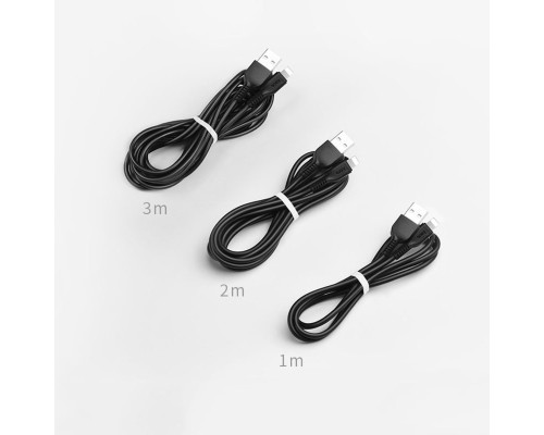 Дата кабель USB 2.0 AM to Lightning 1.0m 2.4A PVC TPE X20 black HOCO (6957531068808)