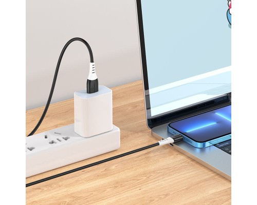Дата кабель USB 2.0 AM to Lightning 1.0m 2.4A silicone X82 black HOCO (6931474768537)