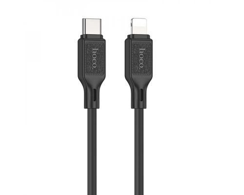 Дата кабель USB-C to Lightning 1.0m Cool silicone PD 20W X90 black HOCO (6931474788382)