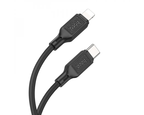 Дата кабель USB-C to Lightning 1.0m Cool silicone PD 20W X90 black HOCO (6931474788382)