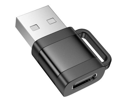 Перехідник UA31D USB M to USB-C F USB2.0 Black HOCO (6942007628143)