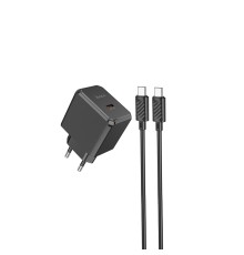 Мережевий зарядний пристрій з кабелем HOCO CS13A Ocean single port PD20W charger set(Type-C to Type-C) Black (6942007603843)